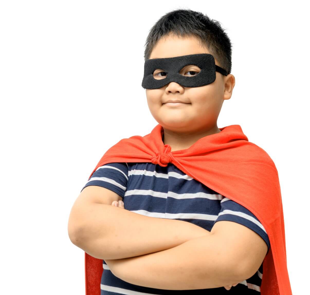 Young boy in superhero costume